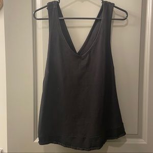 Free People flowy black tank w/ cross cross back